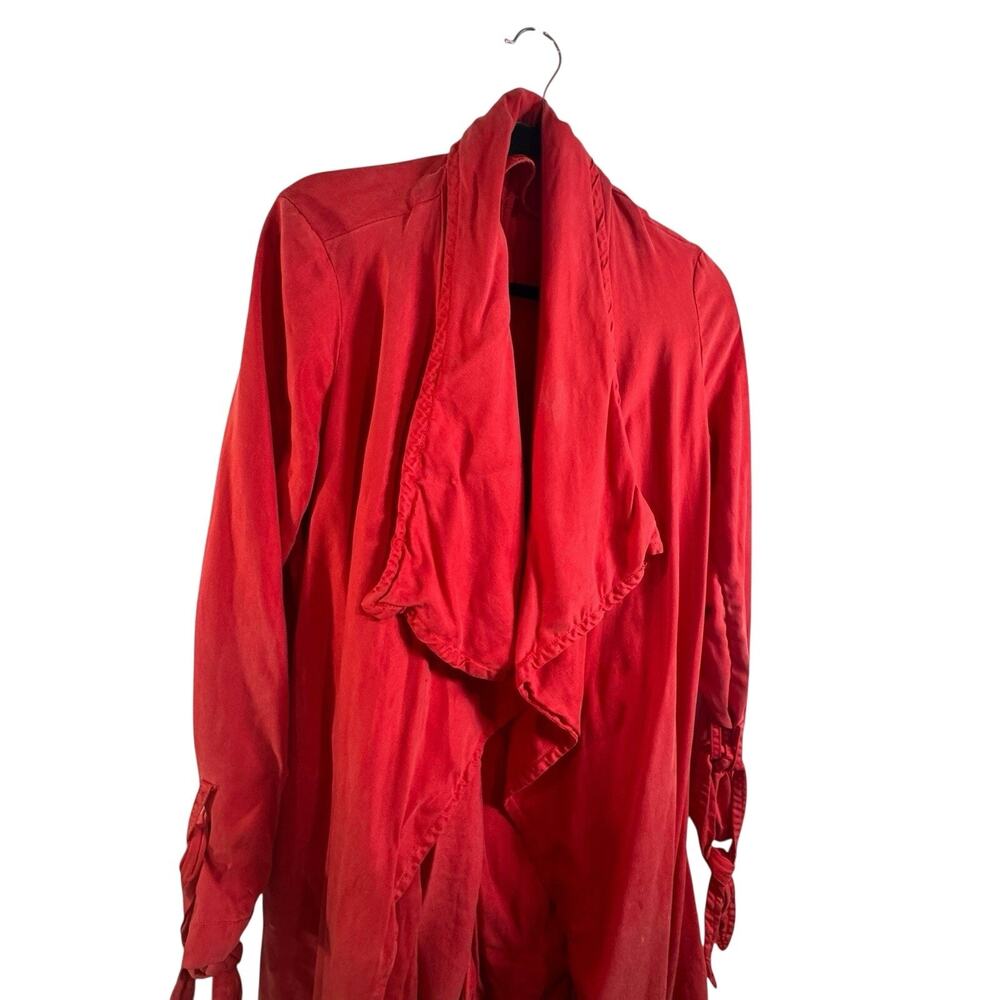 Max Jeans‎ Jacket Womens 10 Light Weight Cherry Red Draped Long Boho Cotton